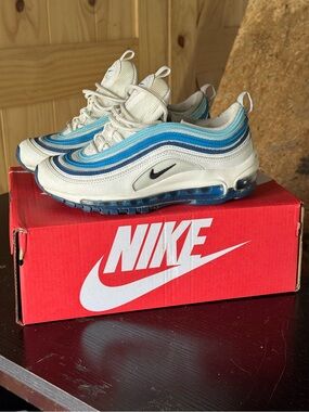 Nike Air Max 97 White Blue Gradient Sneakers